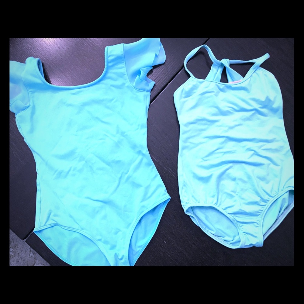 2 Mint Blue Girls leotards